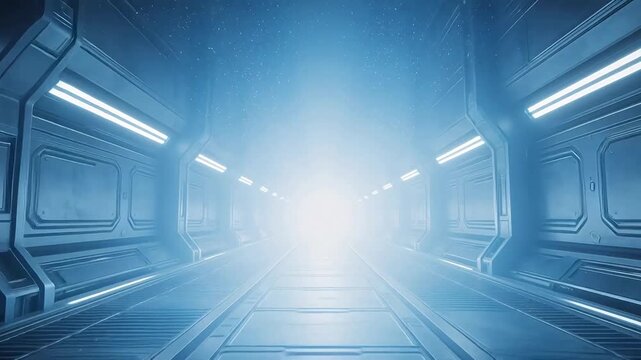 Long corridor with glowing lights