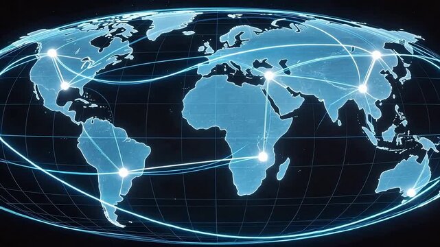 Global network map on dark background