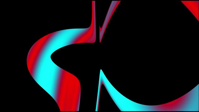 Fluid red and cyan neon shapes morphing in seamless loop animation
