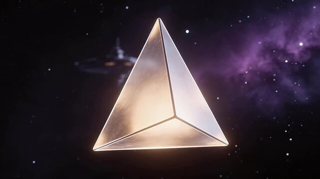 Metallic pyramid in space