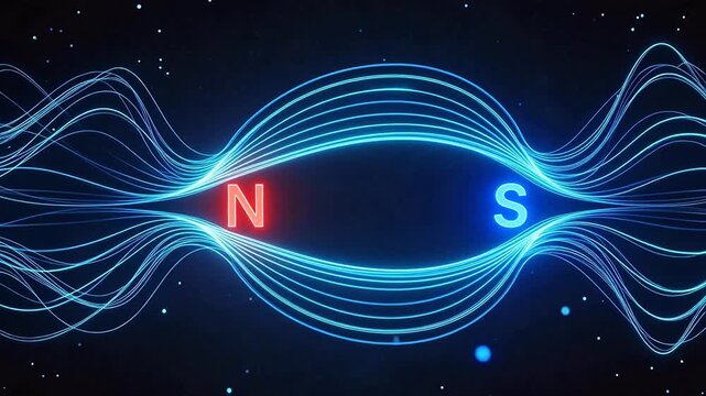 Magnetic field lines with N and S poles
