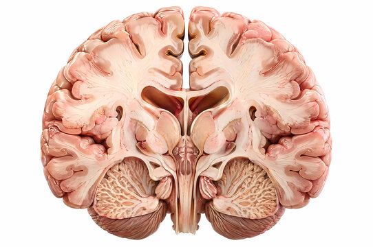Coronal cross section of human brain showing internal anatomy