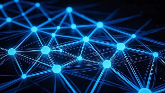 Blue glowing network nodes and connections