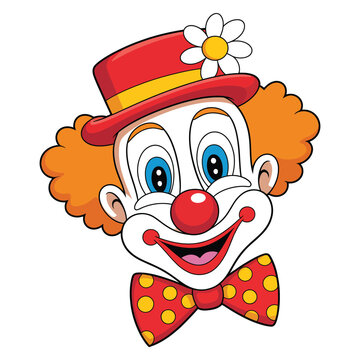Clown face cartoon isolated drawing vector illustration colorful circus character