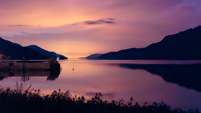 Loch Ness sunset lake reflections mountains