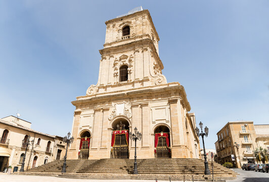 External Architecture of The Dome of Our Lady of the Visitation (Mother Church) in Enna, Sicily, Italy.