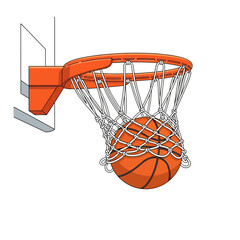 Basketball Ball Falling Through Hoop Net Illustration © fiqri