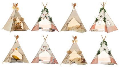 Cute wigwams for children isolated on white, set © New Africa