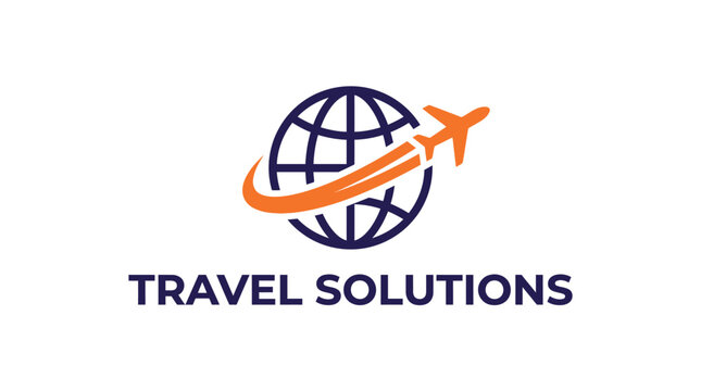 Travel Solutions Globe Airplane Logo.