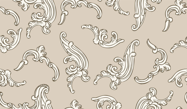 Seamless wallpaper pattern with hand drawing baroque ornaments