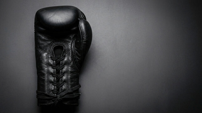Black Boxing Glove Closeup Sports Equipment Combat Sport Gear.