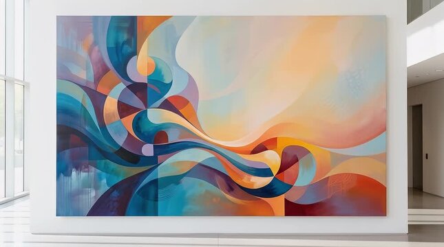 Vibrant Abstract Art Installation in Modern Gallery Space