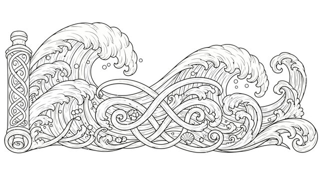 Celtic Knotwork Waves Design.