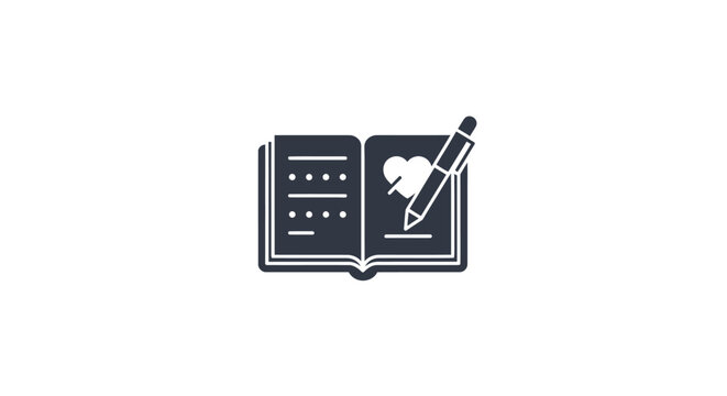 Black and white open book icon.