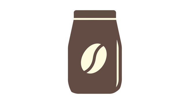 Brown coffee jar with bean.