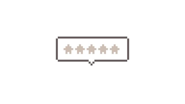 8-bit pixel art speech bubble zero star rating. looped animation 4k 30fps