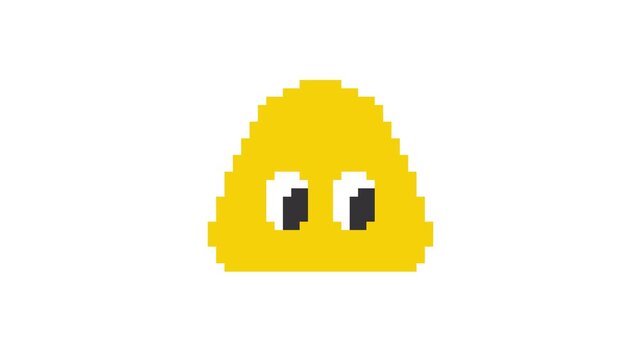 8-bit pixel art cute shape with eyes face. looped animation 4k 30fps