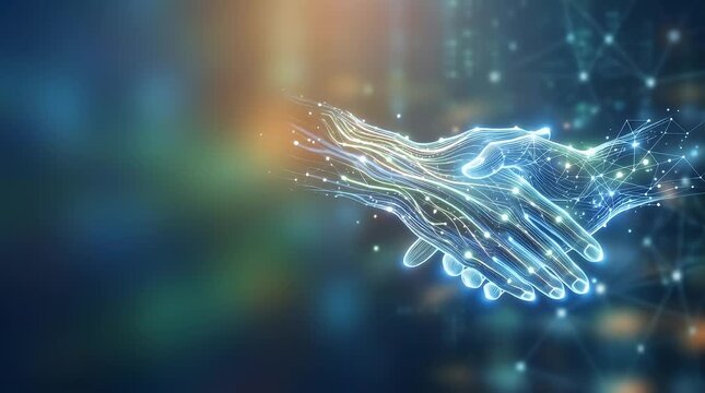 Digital Handshake Animation with Holographic Network Elements