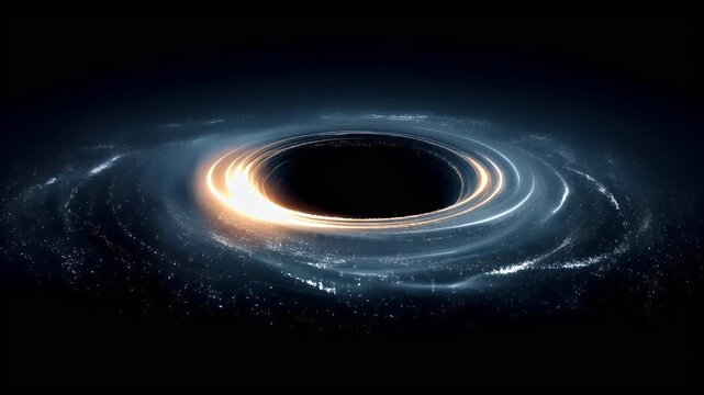 Black hole, fantasy, mysterious. A vivid digital artwork depicts a black hole in space. The black hole is the central focus, surrounded by a swirling pattern of stars and nebulae.