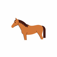Brown Horse Cartoon Illustration Side View. © Lili