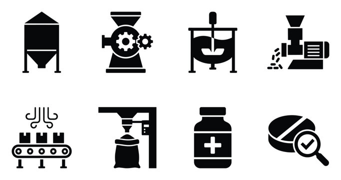 Industrial equipment for food and pharmaceutical processing production lines and quality control.