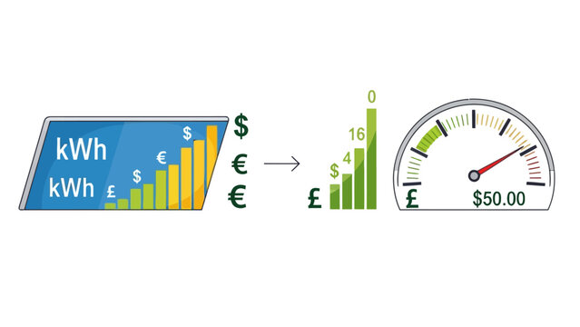 Energy consumption and cost measurement concept.