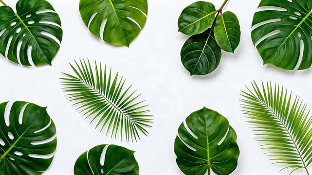Tropical leaves on white background