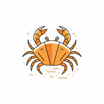 Orange Crab Cartoon Character Illustration.