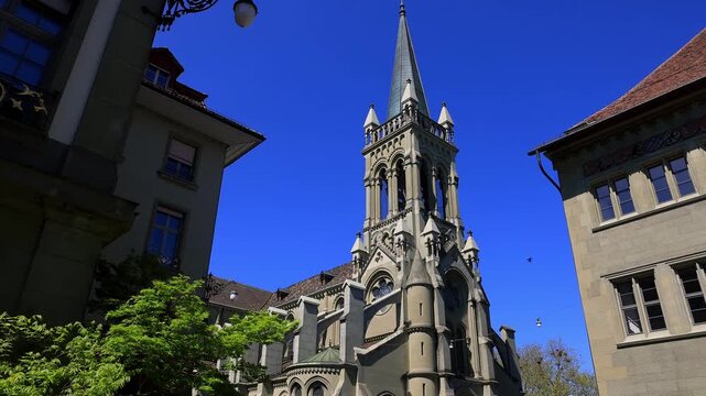 historic cityscape bern switzerland in spring 4k video