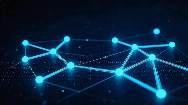 Blue glowing network nodes and connections