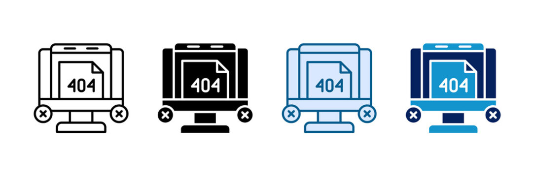 404 Not Found Icon Set Multiple Style Collection