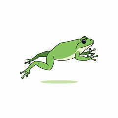 Fototapeta premium Green Frog Jumping Sideways Illustration.