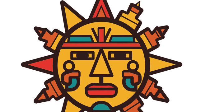 Aztec Sun Stone Symbol - Ancient Mexican Culture Art