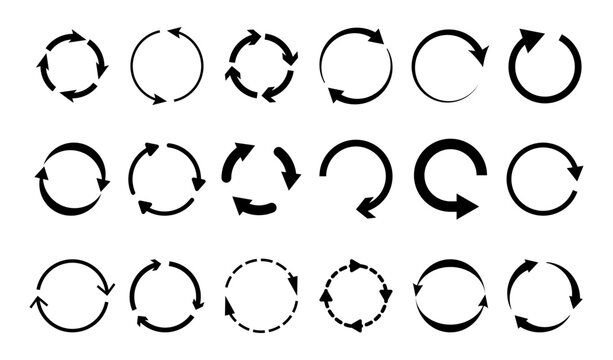 Collection of Various Arrow Loop Symbols Showing Different Rotation and Directional Movement Styles
