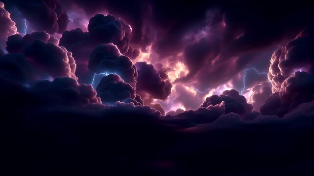 Fantasy wallpaper. A vivid digital artwork depicts a dramatic sky filled with swirling clouds. The clouds are a mix of deep purples and pinks.