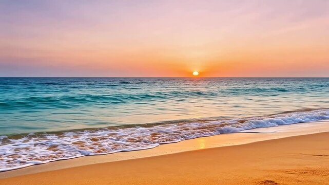 Beach at sunset with ocean waves