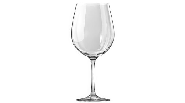 Elegant empty transparent wine glass isolated on a clean background for beverage and hospitality marketing