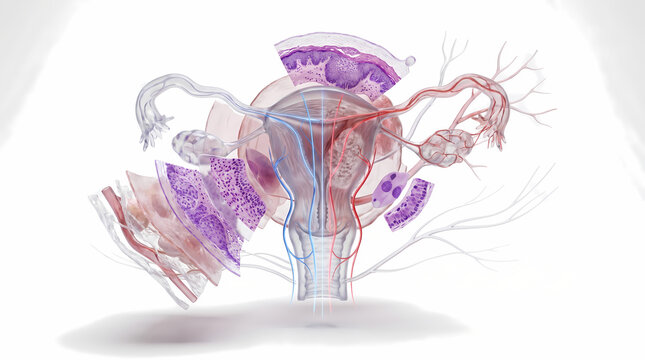 Anatomical Diagram of Female Reproductive System With Ovaries Fallopian Tubes and Uterus