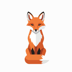 Fototapeta premium Cute Cartoon Fox Sitting Upright Posture.