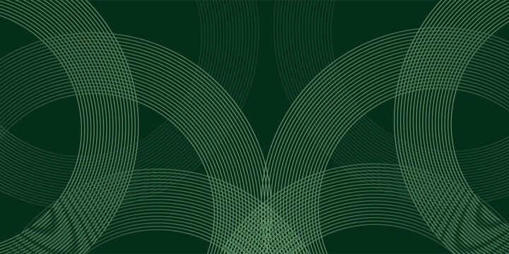 Abstract dark green background with overlapping concentric thin line circles and elegant geometric patterns. eps 10 , walpaper, desain