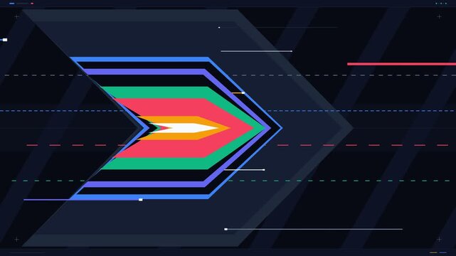 Abstract Futuristic Motion Graphic with Colorful Directional Arrow and High Speed Data Lines