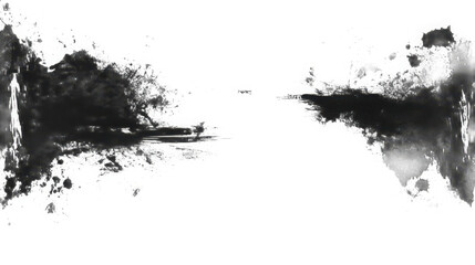 Fototapeta premium Abstract black ink brush stroke with artistic edges and dynamic composition for creative design