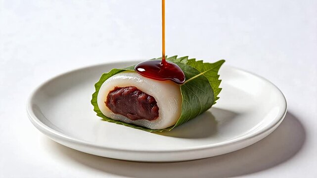 Sweet rice cake with red bean paste