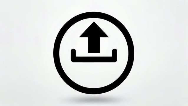 Digital upload icon animation illustrating data transfer and file sharing process in a clean, modern style motion footage.