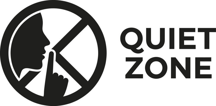 Quiet zone vector sign no talking symbol for peaceful areas libraries