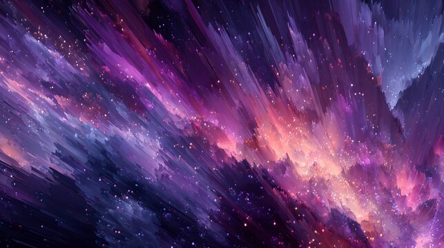 Vibrant Purple and Pink Abstract Brushstrokes with Sparkling Stars Ash Perfect for Creative Artistic Backgrounds and Modern Digital Media Projects