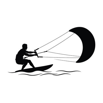 Man parasailing on water with large kite