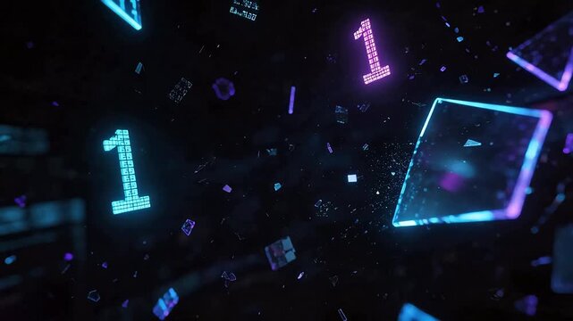 Digital binary code and data visualization