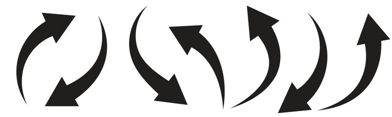 Various black curved arrow icons and a circular refresh reload symbol vector set © Shafaq