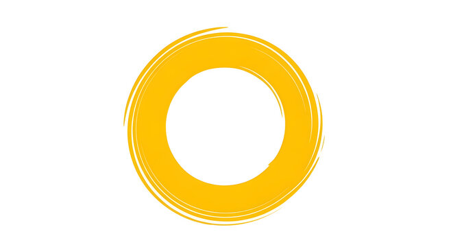 Yellow circular ring abstract painted brush stroke.